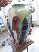 grand vase en grès tourné émaillé, poterie, céramique artisanale